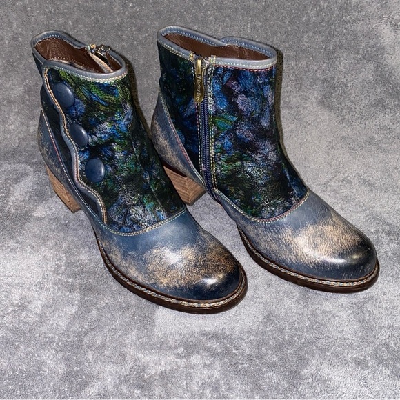 L`Artiste by Spring Step Size 38 Green Blue Women's Leather Booties GABORY - Picture 4 of 16